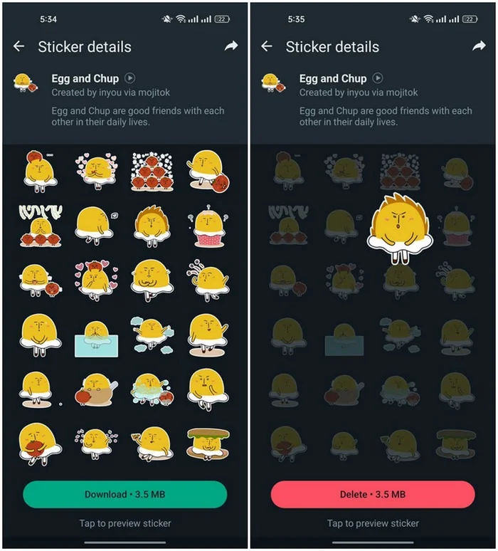 Gói sticker Egg and Chup