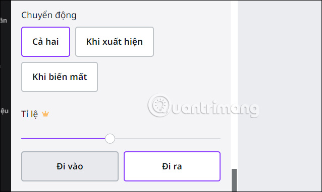 Chỉnh hiệu ứng phóng to ảnh trên Canva