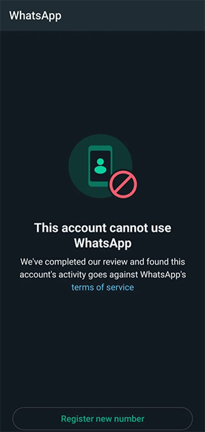 Thông báo tài khoản WhatsApp bị khóa