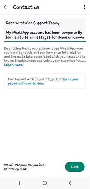 Gửi nội dung cần hỗ trợ WhatsApp