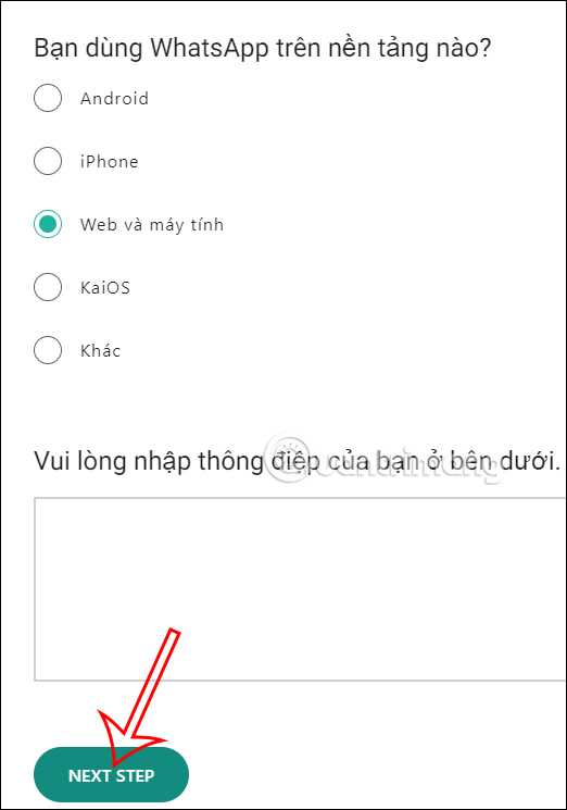 Điền thông tin mở khóa WhatsApp qua email