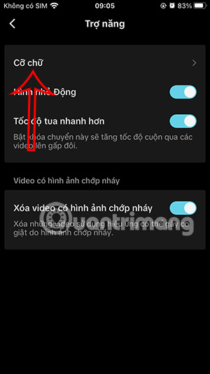 Cỡ chữ trên TikTok