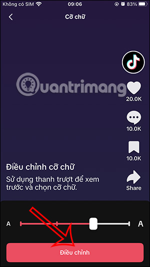 Phóng to chữ TikTok