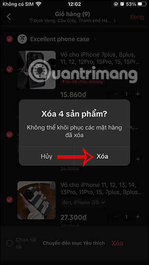 Xóa các sản phẩm trong 1 cửa hàng