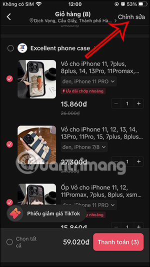 Chọn nhiều sản phẩm muốn xóa TikTok