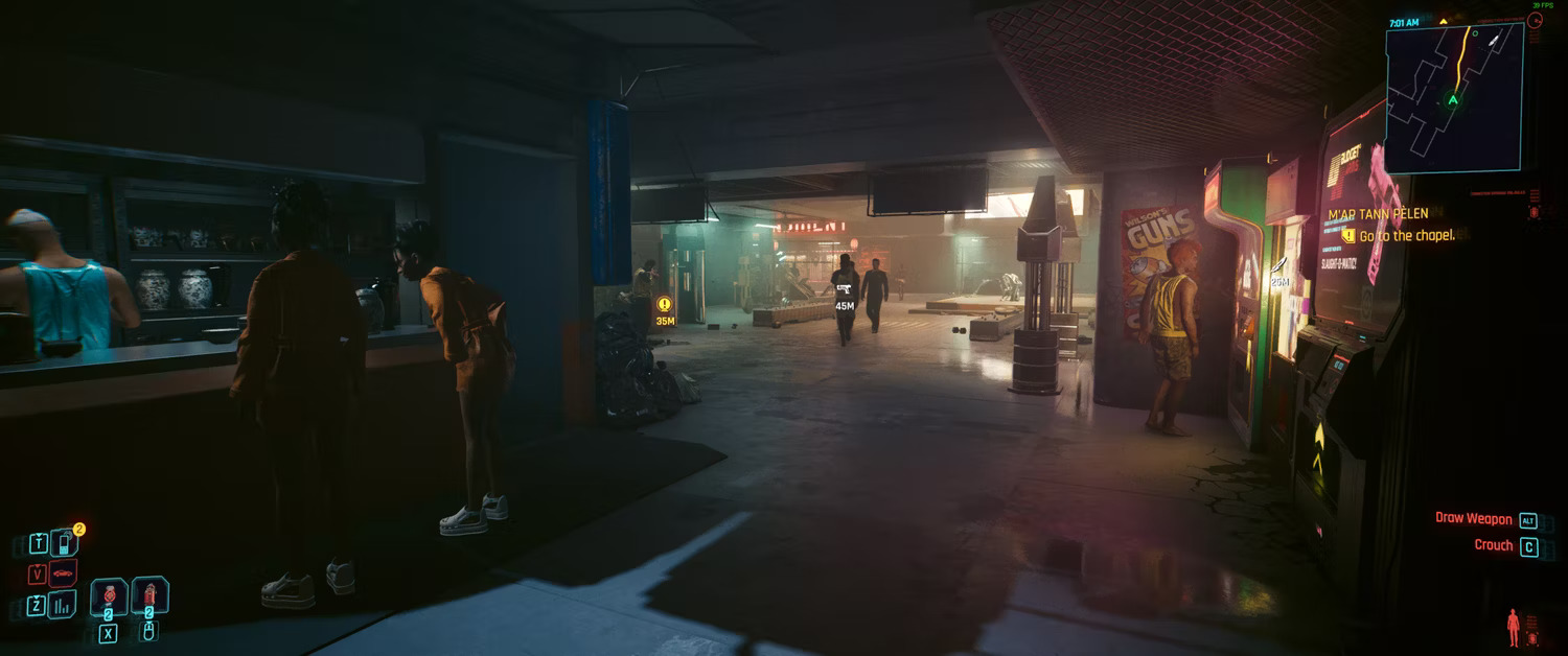 Cyberpunk 2077 ở cài đặt mặc định