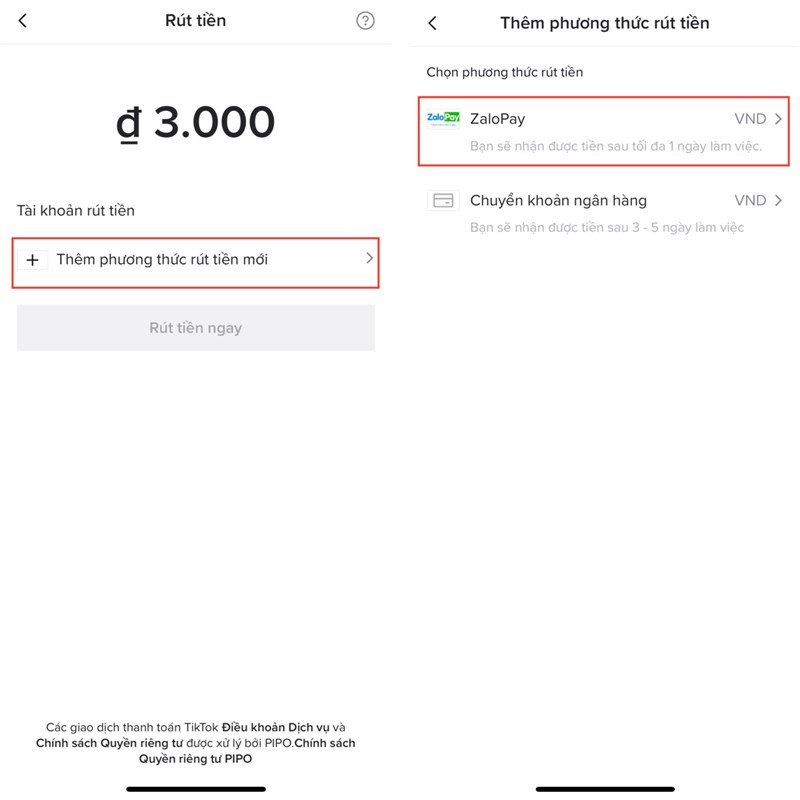 Liên kết tài khoản rút tiền với TikTok Shop