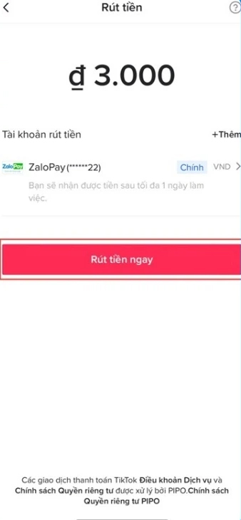Rút tiền với TikTok Shop