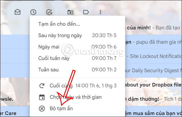 Bỏ email ẩn Gmail PC
