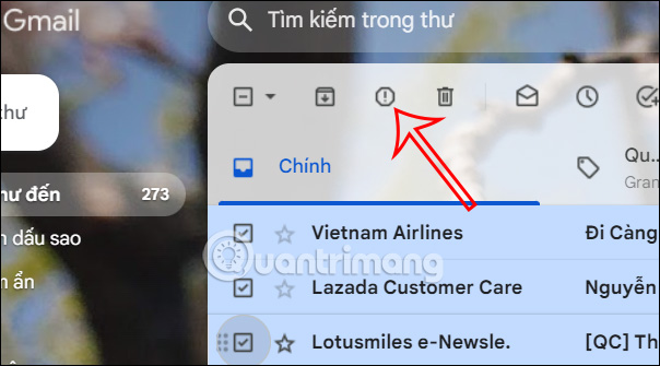 Chọn ẩn email Gmail máy tính 