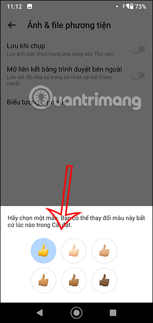 Màu emoji Messenger mặc định