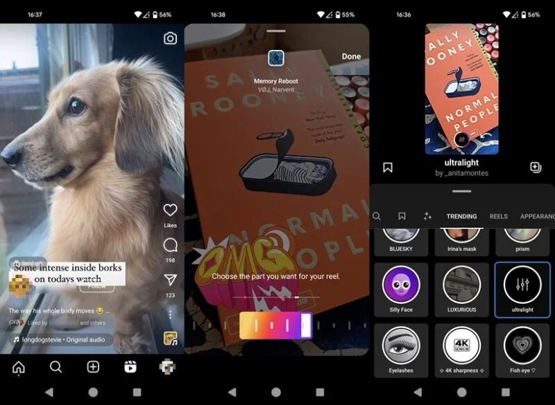 Tổng quan về giao diện ứng dụng Instagram trên Android.