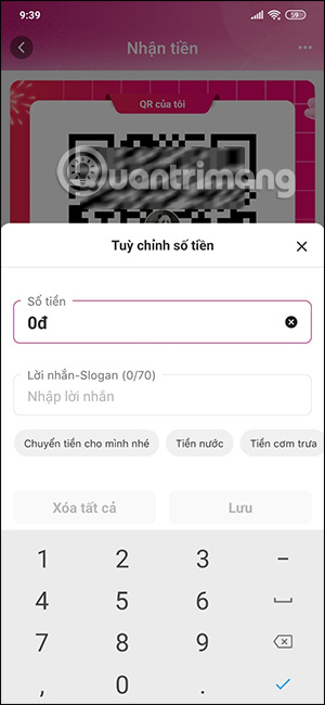 Nhận tiền trên MoMo