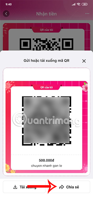 Chia sẻ mã QR MoMo