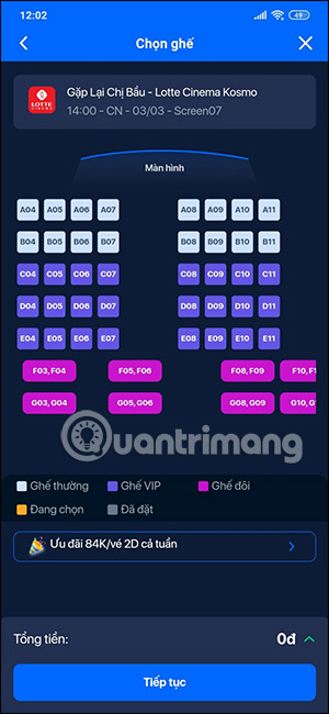 Chọn ghế xem phim