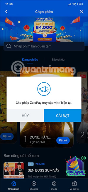 ZaloPay truy cập vị trí