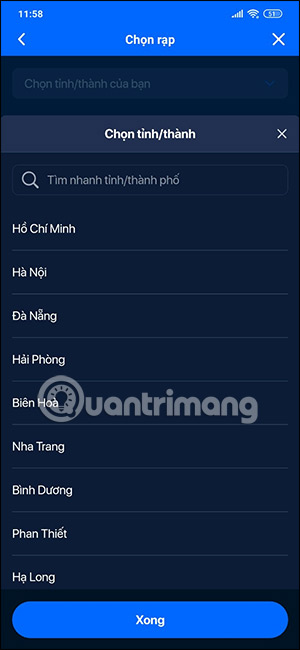 Chọn rạp đặt vé phim trên ZaloPay
