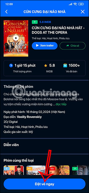 Đặt vé xem phim trên ZaloPay
