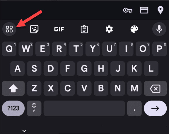 Biểu tượng thanh công cụ bàn phím Android
