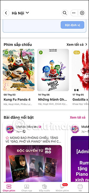 Phim sắp chiều trên MoMo