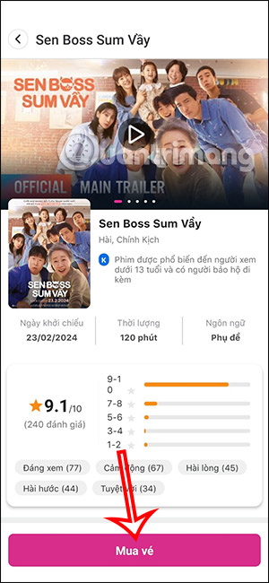 Mua vé xem phim trên MoMo