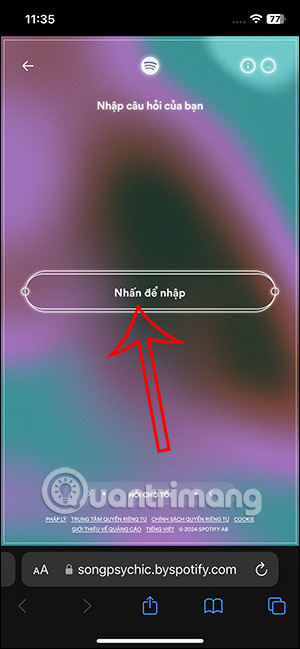 Nhập câu hỏi Chiếc nhạc tiên tri Spotify