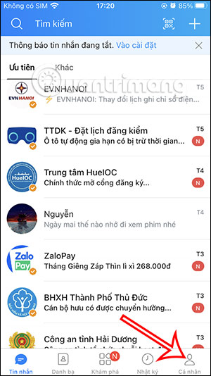 Cá nhân Zalo