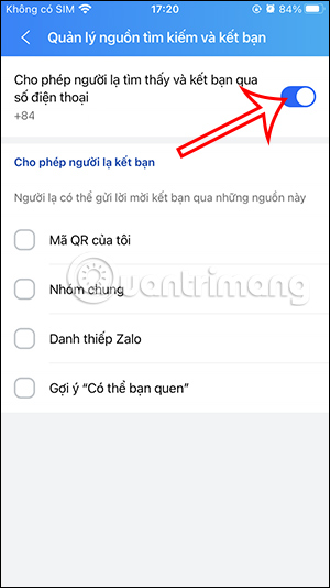 Tìm kiếm Zalo qua số điện thoại