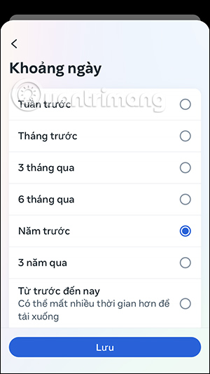 Chọn thời gian tải dữ liệu