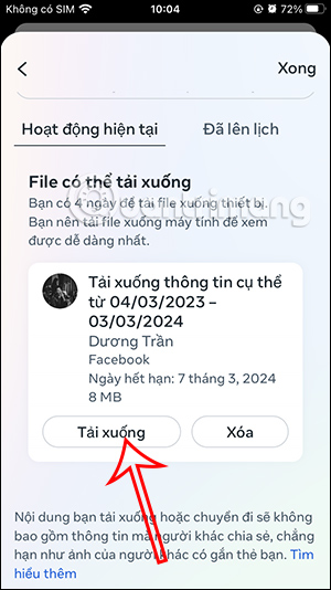 Tải dữ liệu Facebook