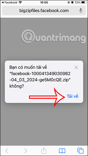 Tải file dữ liệu Facebook
