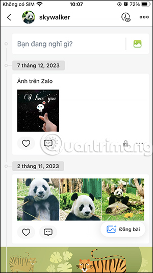 Bài đăng Facebook trên Zalo 
