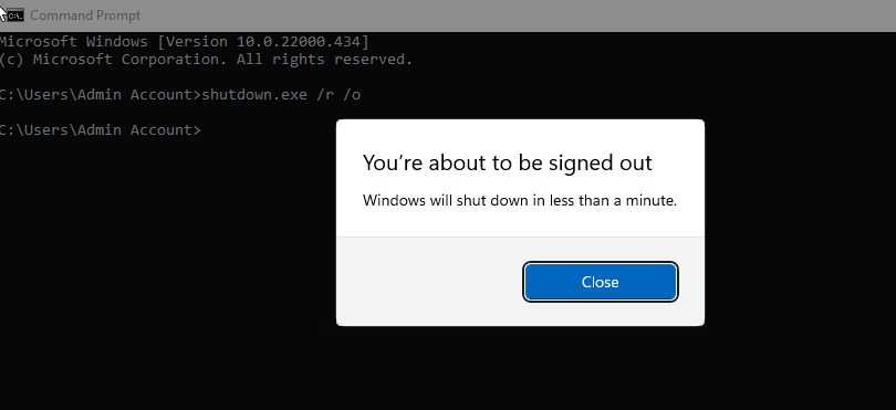 Windows 11 nhắc khởi động lại