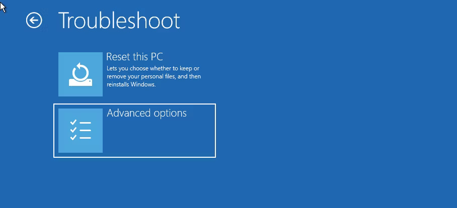 Các tùy chọn nâng cao trong Windows Recovery Environment