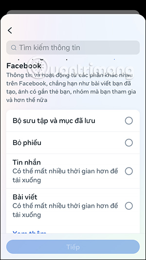 Loại dữ liệu muốn tải