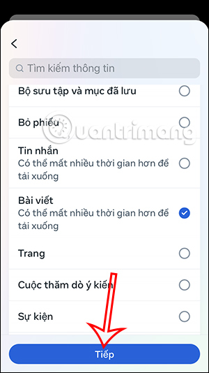 Tải dữ liệu Facebook