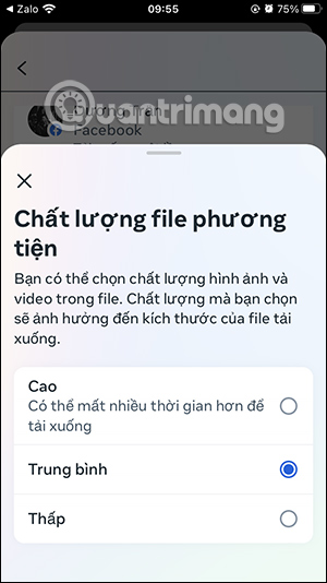 Chọn chất lượng dữ liệu Facebook