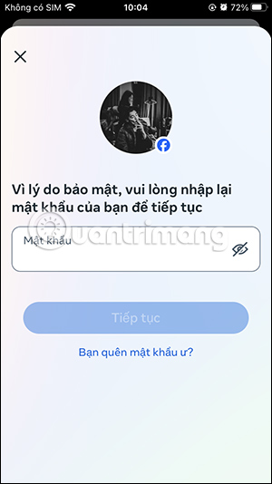 Nhập mật khẩu Facebook