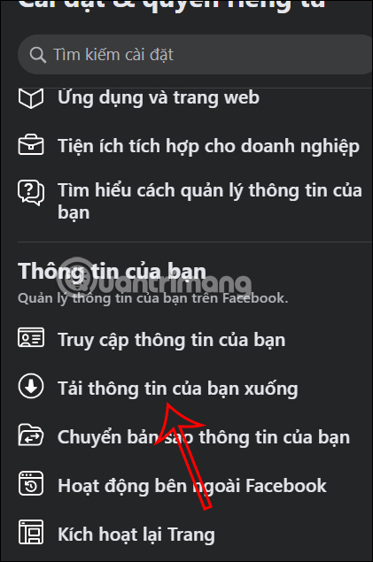 Tải dữ liệu Facebook máy tính