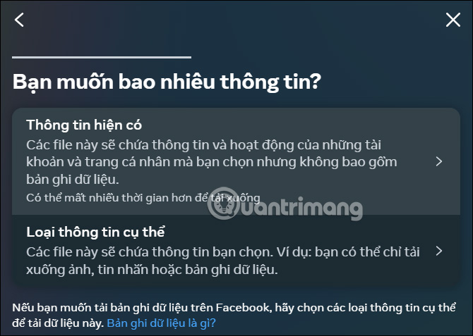 Chọn nơi lưu dữ liệu Facebook máy tính