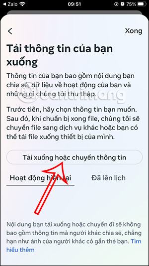 Tải xuống thông tin Facebook