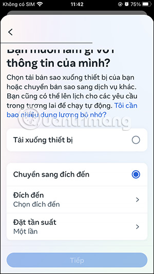 Chọn đích đến dữ liệu