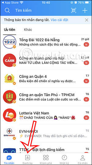 Danh bạ Zalo