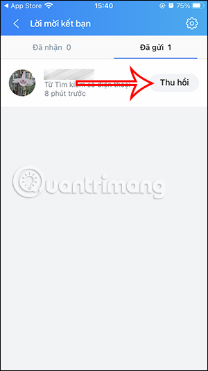 Hủy lời mời kết bạn Zalo đã gửi