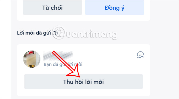 Hủy kết bạn Zalo đã gửi trên máy tính