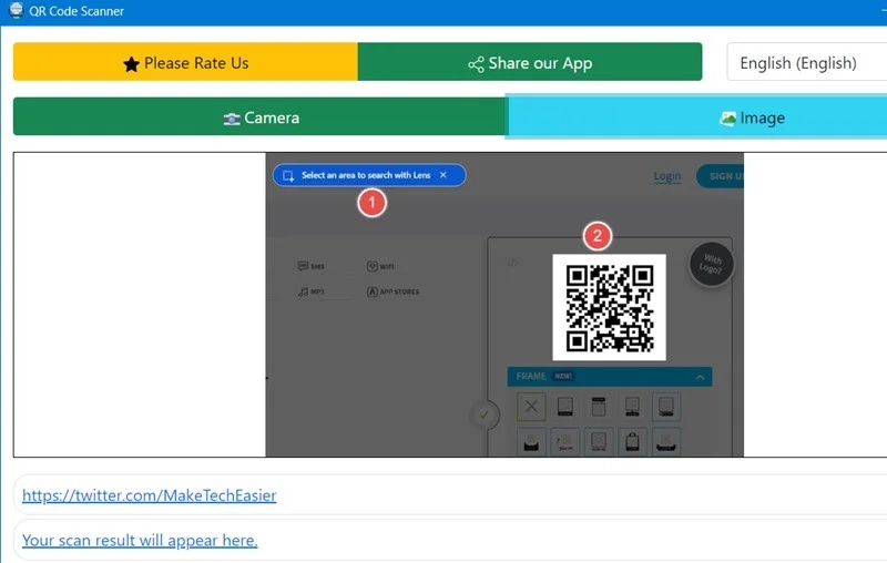 Sử dụng ứng dụng Microsoft Store Free QR Code Scanner