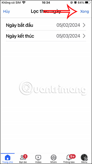 Khoảng ngày bài đăng Facebook ẩn
