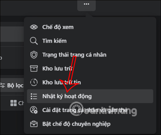 Nhật ký hoạt động trên Facebook máy tính