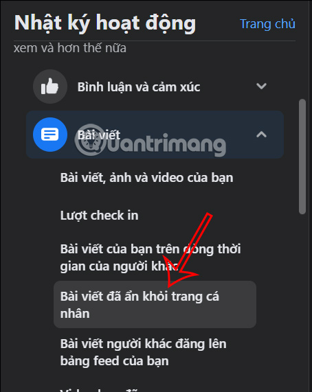 Khôi phục bài viết Facebook đã ẩn bằng máy tính