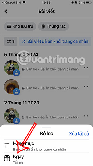 Chọn Ngày lọc